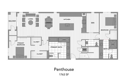 Floor plan for 2 beds, 2.5 baths, 1863 sqft