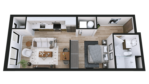 Floor plan for studio, 1 bath, 549 sqft
