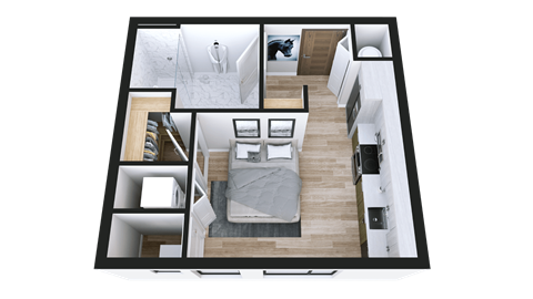 Floor plan for studio, 1 bath