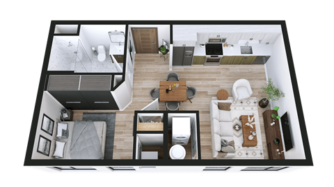 Floor plan for studio, 1 bath, 559 sqft