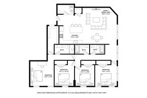 Chicago apartment for rent - A black and white floor plan of a house with labeled rooms.