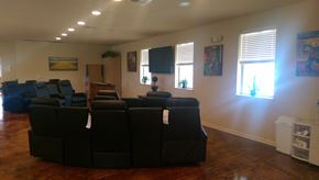 Lafayette apartment for rent - a conference room with a bunch of black couches and chairs