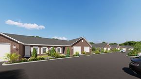 Baton Rouge apartment for rent - a rendering of a neighbourhood of houses with cars parked in the street