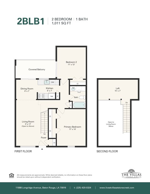 Floor plan for 2 beds, 2 baths, 1110 sqft