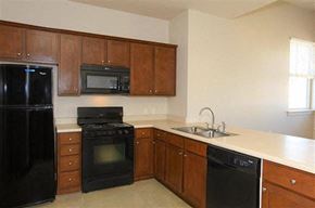 Baton Rouge apartment for rent - a kitchen with black appliances and a sink