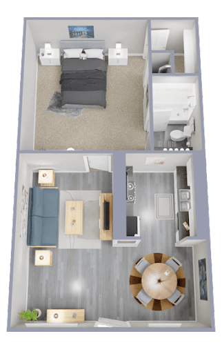 Floor plan for 1 bed, 1 bath, 787 sqft