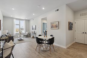Philadelphia apartment for rent - A dining room with a table set for four.
