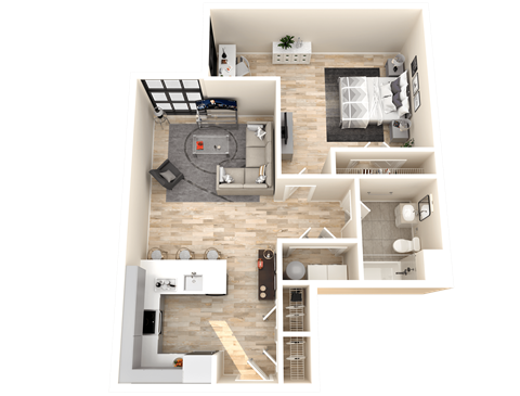 Floor plan for 1 bed, 1 bath, 800 sqft