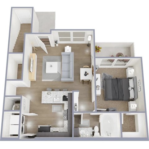 Floor plan for 1 bed, 1 bath, 775 sqft