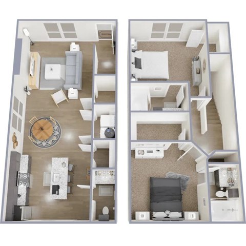 Floor plan for 2 beds, 2 baths, 1232 sqft