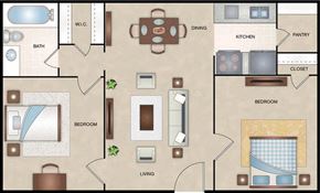 Irving apartment for rent - a floor plan of a house with bedrooms and a living room
