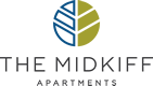 Midland apartment for rent - The Midkiff Apartments logo with a blue and green design.