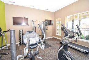 Wichita Falls apartment for rent - a gym with exercise machines and a television