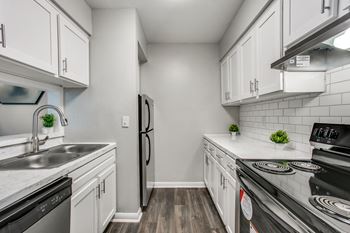Fully equipped kitchen with stainless double sink