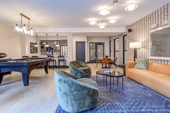 Resident community room w/ kitchen, pool table, computer & coffee station