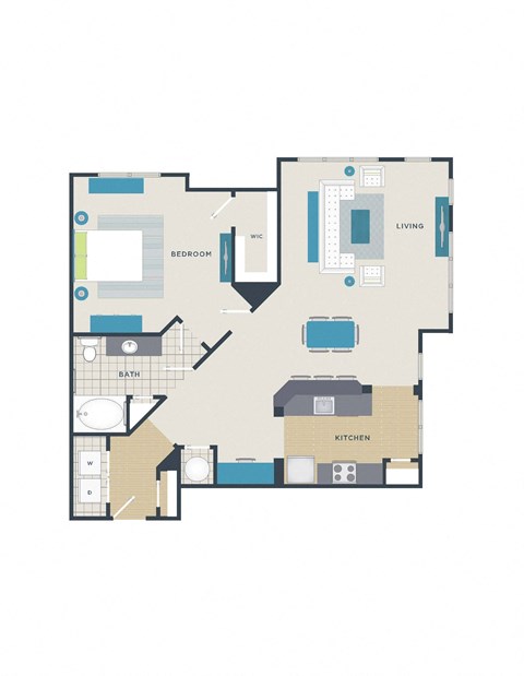 Floor plan for 1 bed, 1 bath, 1125 sqft