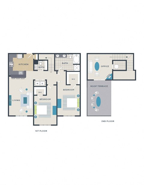 Floor plan for 2 beds, 1.5 baths, 1451 sqft