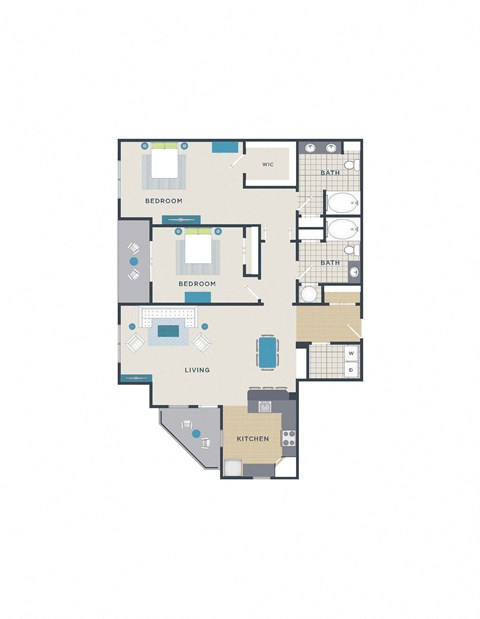 Floor plan for 2 beds, 2 baths, 1485 sqft