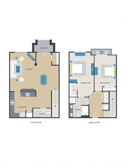 Floor plan for 2 beds, 1.5 baths, 1577 sqft