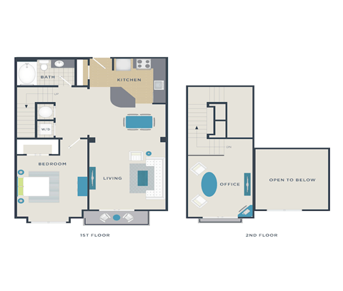 Floor plan for 1 bed, 1 bath, 1041 sqft