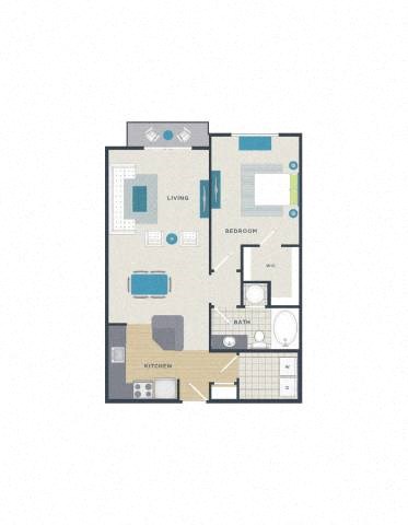Floor plan for 1 bed, 1 bath, 793 sqft