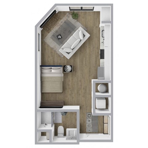 Floor plan for studio, 1 bath, 481 sqft
