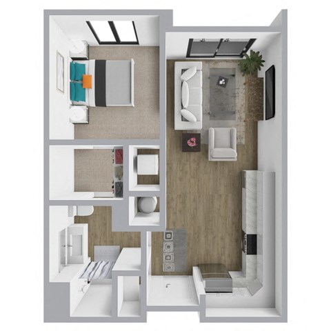 Floor plan for 1 bed, 1 bath, 650 sqft