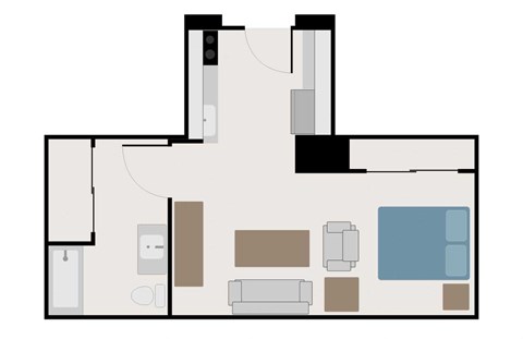 Floor plan for studio, 1 bath, 459 sqft