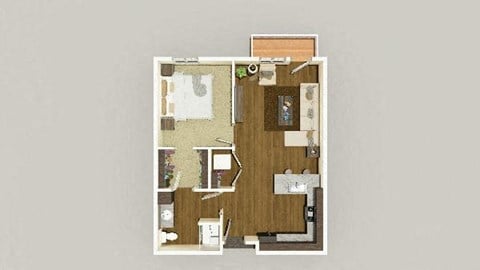 Floor plan for 1 bed, 1 bath, 785 sqft