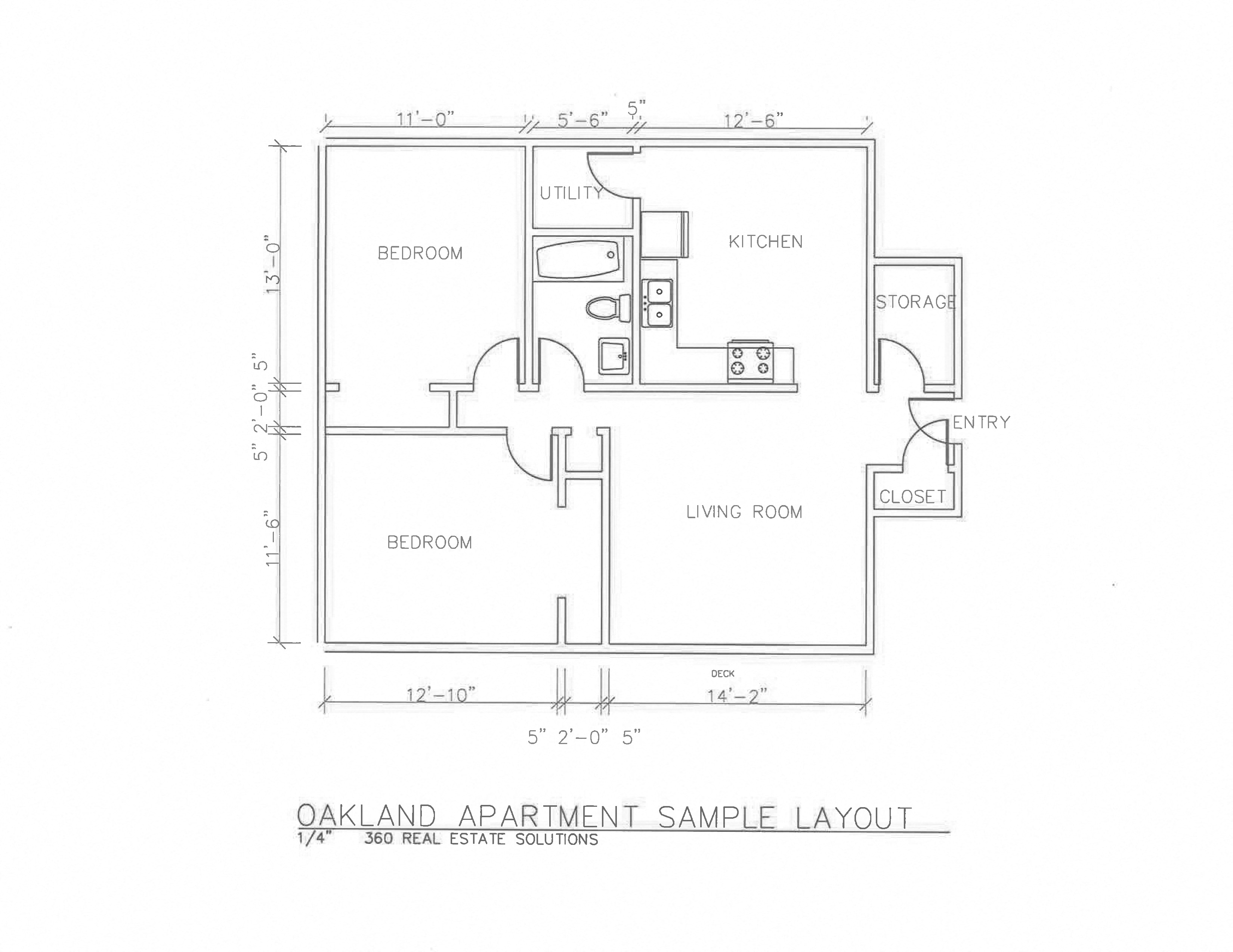 Floor plan for 2 beds, 1 bath, 929 sqft