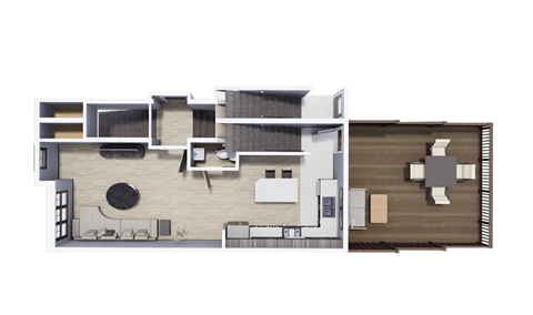 Floor plan for 2 beds, 2 baths, 1065 sqft