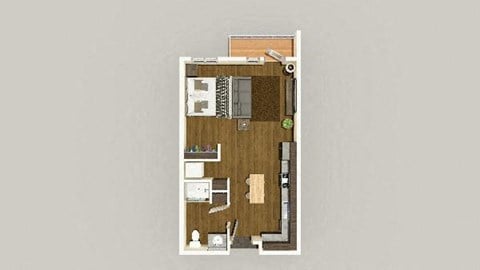 Floor plan for studio, 1 bath, 498 sqft
