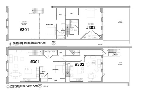 Floor plan for 1 bed, 1 bath, 1086 sqft