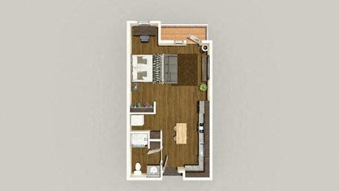 Floor plan for studio, 1 bath, 498 sqft