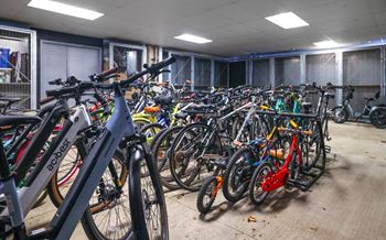 Ample bike racks and storage
