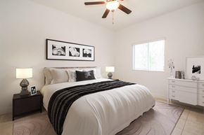 Hialeah Gardens apartment for rent - a bedroom with a bed and a ceiling fan