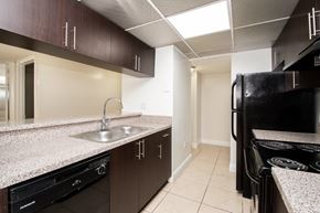 Hialeah apartment for rent - a kitchen with a sink and a refrigerator