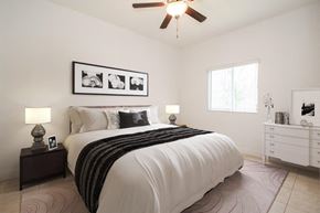 Hialeah Gardens apartment for rent - a bedroom with a bed and a ceiling fan
