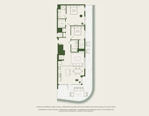 Floor plan for 2 beds, 2 baths, 1159 sqft