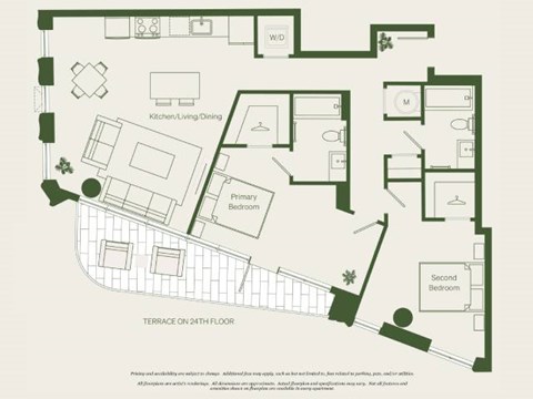 Floor plan for 2 beds, 2 baths, 1132 sqft