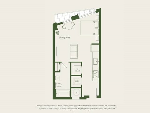 Floor plan for studio, 1 bath, 457 sqft