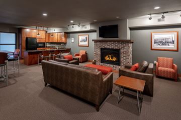 Madison apartment for rent - a living room with couches and chairs and a fireplace