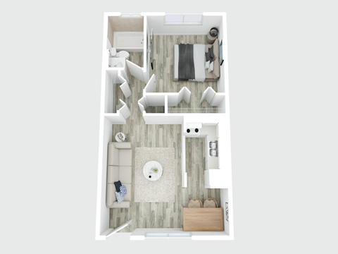 Floor plan for 1 bed, 1 bath, 530 sqft