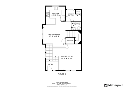 Floor plan for 3 beds, 2.5 baths, 1550 sqft