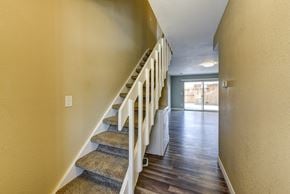 Lafayette townhouse for rent - a view from the bottom of the stairs looking into the living room