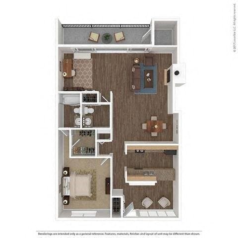 Floor plan for 1 bed, 1.5 baths, 1148 sqft