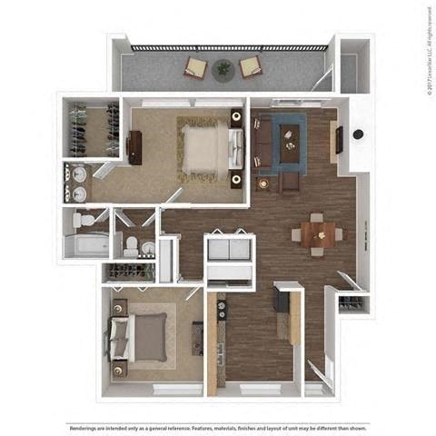 Floor plan for 2 beds, 1.5 baths, 1120 sqft