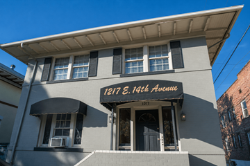 Denver apartment for rent - A building with the address 1217 E. 14th Avenue is shown.