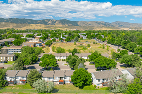 Fort Collins townhouse for rent - an aerial view of a neighborhood with houses and trees
