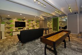 Denver apartment for rent - a game room with a pool table and a television